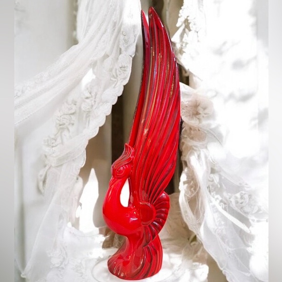 California Pottery Blackened Red Phoenix Sculpture - Picture 3 of 11